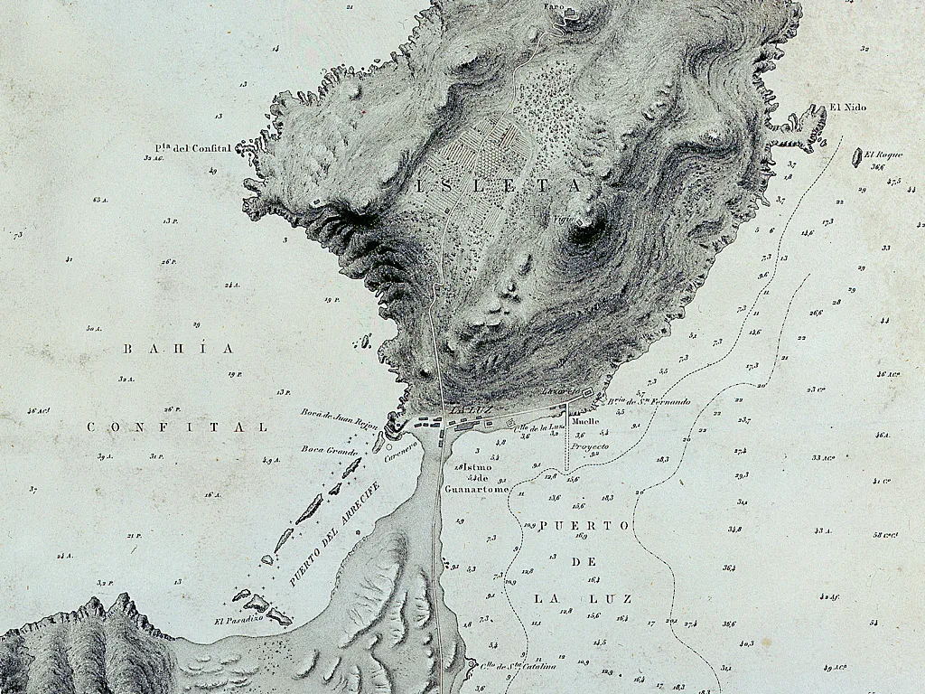 Nautische Kartenansicht der Bucht von Las Palmas von 1879