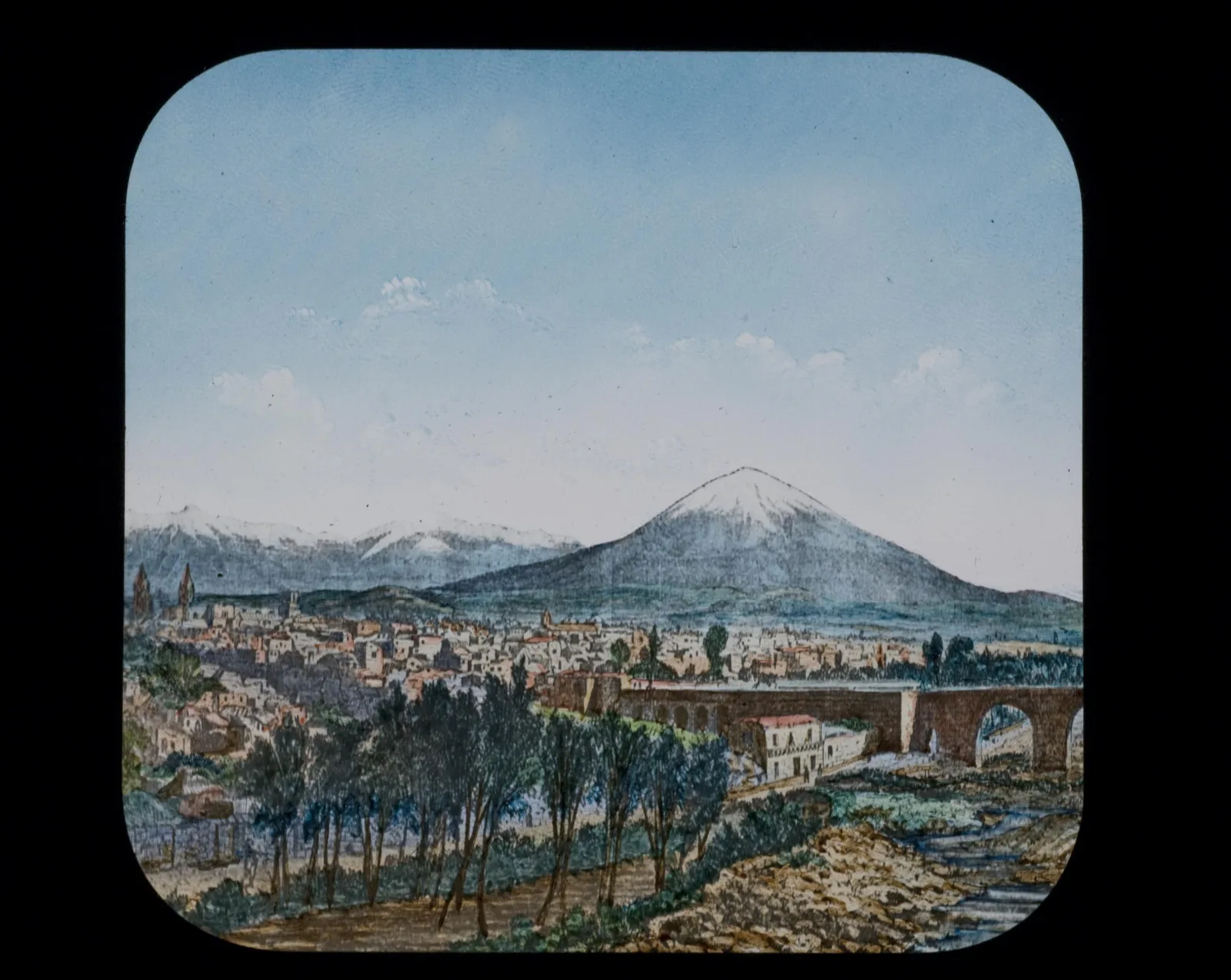 Der Vulkan Misti über der Stadt Arequipa, Fotografie von 1878