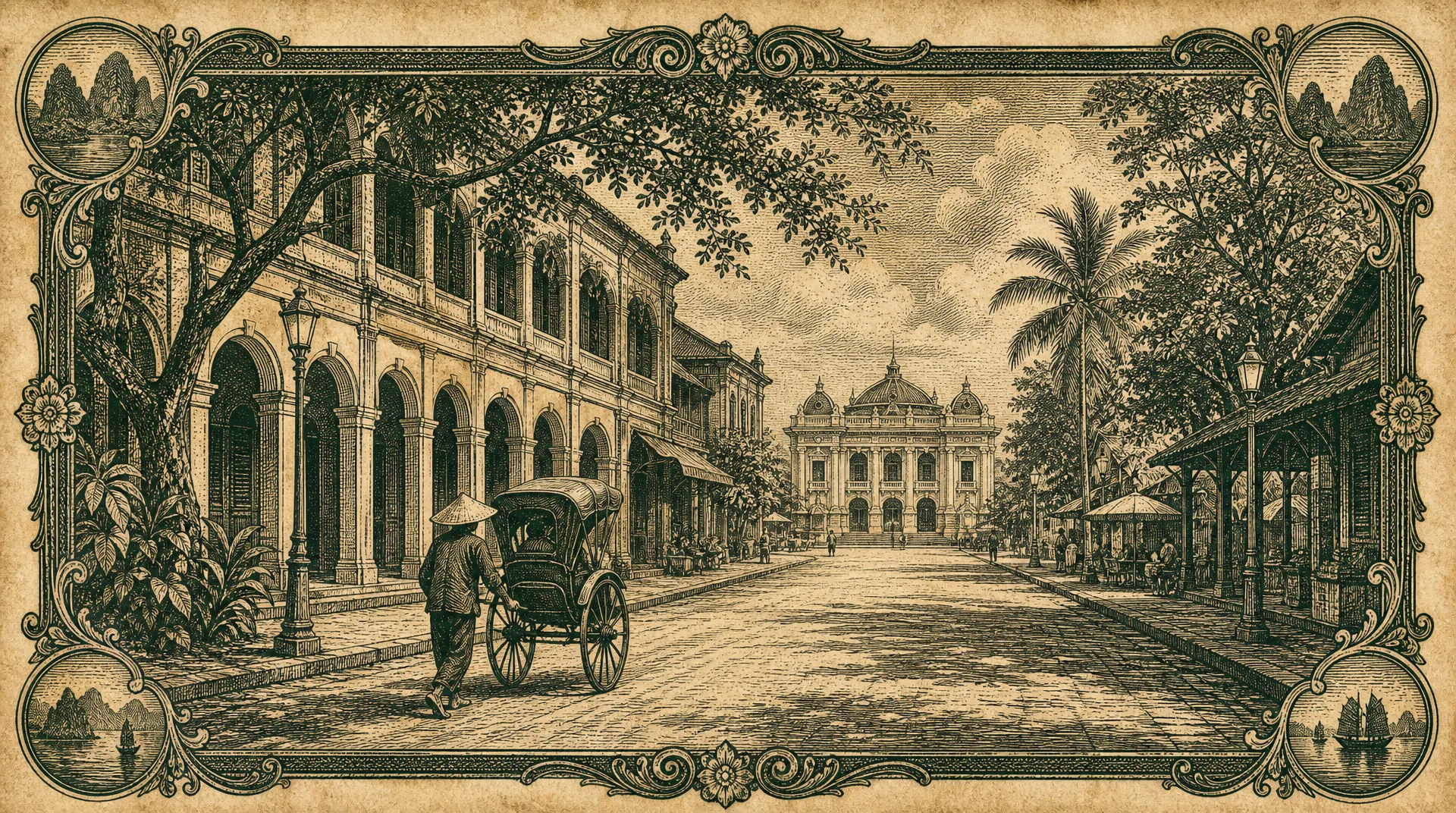 Spaziergang durch das French Quarter von Hanoi