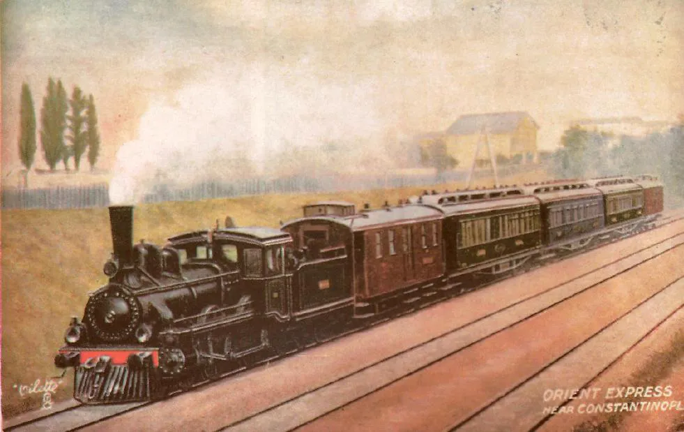 Historische Ansichtskarte des Orient-Express bei Konstantinopel um 1900